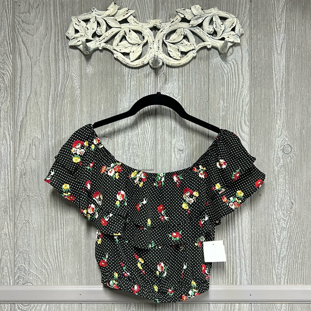 Pink Owl Off the Shoulder Crop Top Size Small NWT